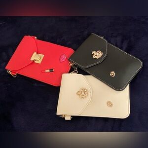Elegant Women's Clutch Set - Red, Black, and Cream